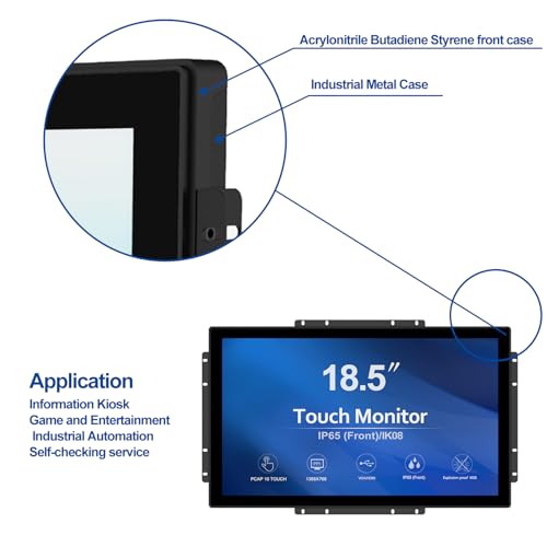 GreenTouch 18.5 Industrial Touch Monitor Open Frame, HDMI/VGA/DVI Interface, Muliti Touch Capacitive Touch Screen Technology - size: 18.5 IN