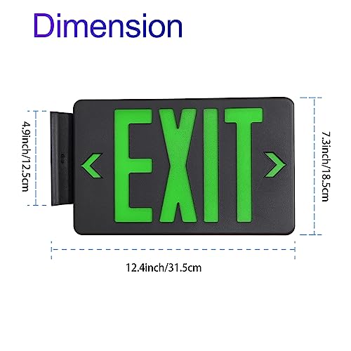 GZRUIYANG Green LED Exit Sign With Black Housing, Emergency Light With Battery Backup, UL Listed, AC 120/277V, Commercial Lights for Business - 6 Pack - color: Black Housing Green Letter, size: 6 Pack