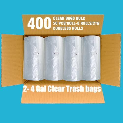 BEIDOU-PAC 2-4 Gallon Trash Bags, 400 Count Bulk, Clear Plastic Recycling Bags, Small Multi-purpose Garbage Bags for Business Home Bathroom Kitchen Commercial and Industrial - style: 2-4 Gallon |400 Count