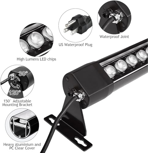 RGB Wall Washer Light Outdoor, Plug-in 120V 4FT IP67, RF Remote 1 Pack - color: RGB-1pack