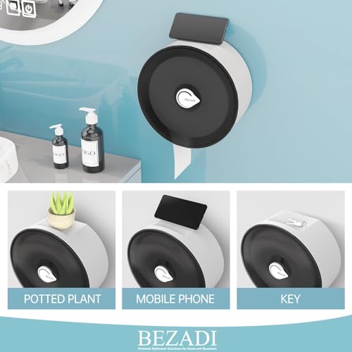Paper Towel Dispenser Wall Mount Waterproof No-Drill for Restrooms with Lock ABS Commercial Large Capacity Paper Holder, Black - color: Black