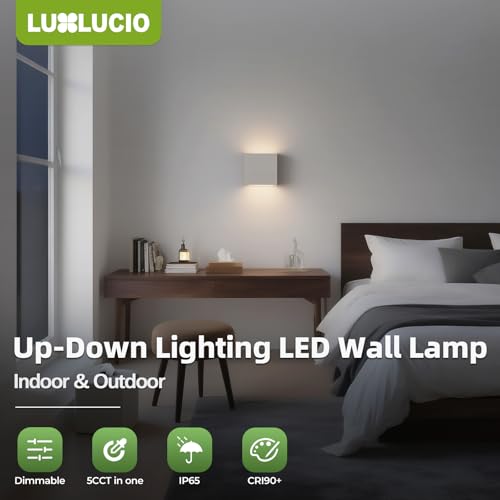 Bright Silver Up and Down Wall Sconce, 18W Dimmable 5%-100%, 5CCT 2700K-5000K Modern Wall Light, CRI90+, 120V-277V ETL FCC Certified, Indoor Outdoor Porch Living Room Wall Lamp - color: Silver, size: 1pack