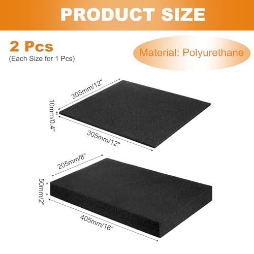 MECCANIXITY 2 Pcs Black Foam Inserts 12"Lx8"Wx0.4"T & 12"Lx12"Wx0.4"T - size: 12"Lx8"Wx0.4"T / 12"Lx12"Wx0.4"T