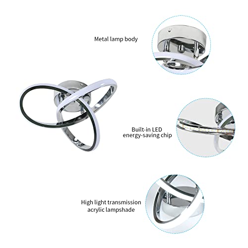 DELIPOP Modern Ceiling Light, 6500K Cool White Led Ceiling Light Fixture, Metal Curved Design Ceiling Lamp for Bedroom Hallway Bathroom Entryway Balcony Stair - color: Silver-6500K