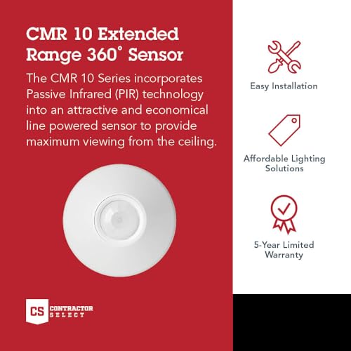 SensorSwitch Ceiling Motion Sensor, PDT Passive Dual Technology Passive Infrared PIR and Microphonics Occupancy Sensor, 360Β° Large Motion Detection, Indoor Use, Line Voltage, Extended Range - size: Extended Range, style: PDT / Relay Included