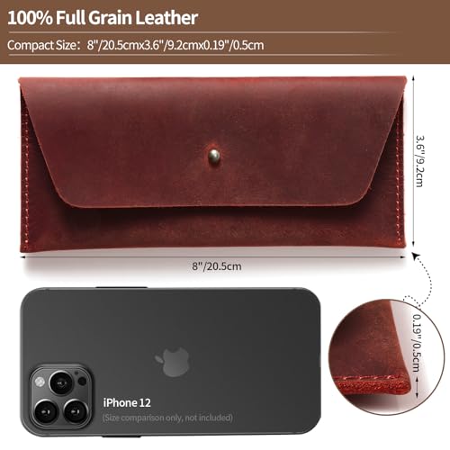 Ringsun Leather Money Cash Envelopes Wallet for Men, Money Bag Pouch Reusable Budget Envelope Wallet, Retro Clutch Wallet, Red - color: Red