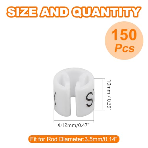 150Pcs Clothes Hanger Size Color-Coding Garment Size Markers - color: White-xs