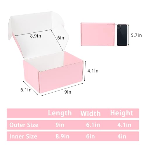 9x6x4 Pink Shipping Boxes Medium, 30 Pack Corrugated Cardboard Mailer Boxes for Packaging Small Business Mailing Gift - color: Pink, size: 9x6x4"-30 Pack