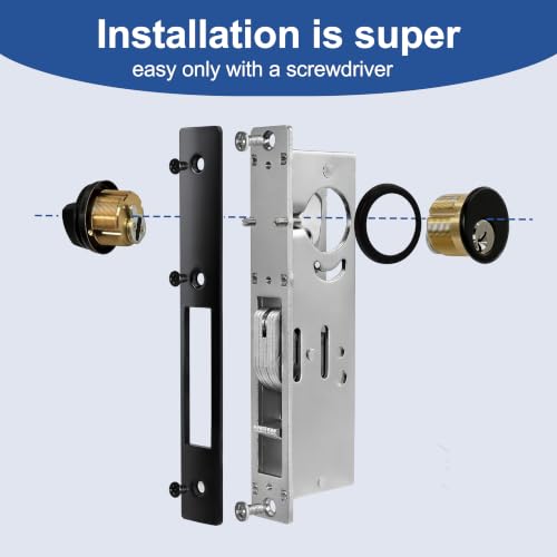 Storefront Door Lock Commercial Mortise Deadbolt, Solid Brass Cylinder with Key & Thumbturn Direct Replacement for Adams Rite Aluminum Narrow Stile Doors (Black, 1-1/8" Backset Swing Deadbolt) - color: Black, size: 1-1/8" Backset Swing Deadbolt