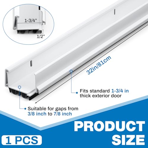 FoldTier 1 Pcs 32'' U Shaped Door Sweep for Bottom of Exterior Door, White - color: White, size: 32 Inch