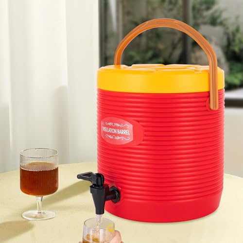 Insulated Beverage Dispenser 3 Gal/6.6Gal, Stainless Steel Commercial Drink Dispenser with Spigot, 24H Hot/Cold Thermal Carafe for Coffee, Tea, Water, Parties (Red, 3Gal / 11L) - color: Red, size: 3Gal / 11L