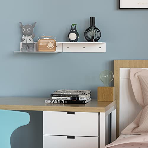 Sezanrpt 12 Inches Acrylic Wall Shelves 2 Pack, Floating Shelf for Wall Mounting, Acrylic Display Ledges for Funko Pop Figures, Home Décor, Living Room, Gaming Room, Plants(12 inch, White) - color: White, size: 12 Inch