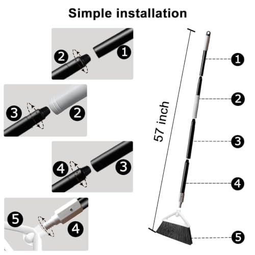 Heavy Duty White Angle Broom with Long Handle - 4 Pack - color: 4pack White