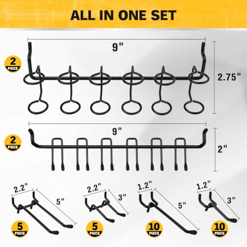ELEAD 286-Piece Extra Thick Pegboard Hooks Set, 1/4" Heavy Duty Black Peg Board Organizer Accessories with Bins, Metal Pegboard Accessories with Pegs Lock, Peg Board Hooks for Hanging - color: 286-Piece Extra Thick Black