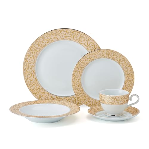 Mikasa Parchment Gold 40 Piece Dinnerware Set, Service for 8 - color: Parchment Gold