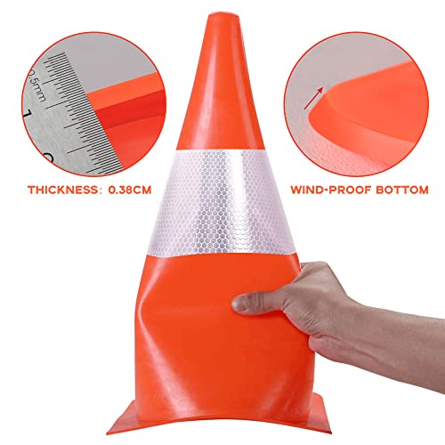 18 Inch 4 Pack Traffic Safety Cones with Reflective Collars,Orange Hazard Caution Cone Road Street Parking Cone, Plastic Cone for Driving Practice,Construction Keep Security Distance Barriers - color: Orange, size: 18inch