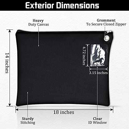 2 Pcs Canvas Mail Zipper Bags 18" x 14", Black - color: Black