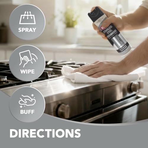Weiman Stainless Steel Cleaner & Polish Kit, 2 Pack Aerosol & Cloth - size: 34 Ounce (Pack of 1)