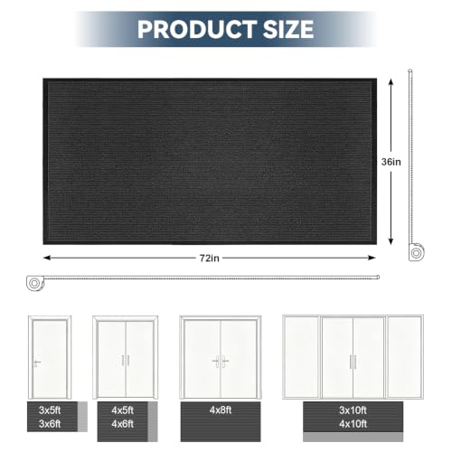 3'x6' Durable Front Door Mat Indoor Outdoor Entrance,Heavy Duty Mats - color: Black, size: 3' x 6' (Rectangular)