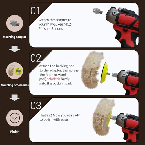 6 Pcs Buffing Polishing Kit for Milwaukee M12 Polisher/Sander