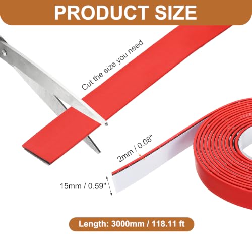 Smoke Fire Seal Strip 9.8Ft 15mm/0.59" Wx 2mm/0.08" T Red