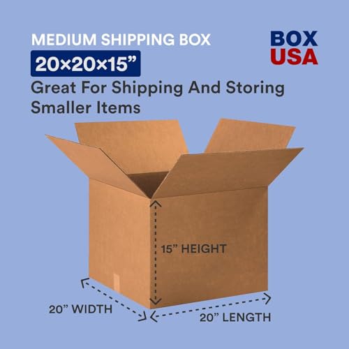 BOX USA Large Moving Boxes 20"L x 20"W x 15"H 6-Pack - Corrugated Cardboard Box for Shipping, Mailing, Packing, Packaging and Storage - size: 20x20x15" Large 6-Pk