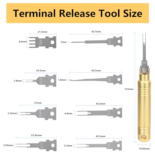 Electrical Pin Extractor Tool-Terminal Removal Tool with 8PCS Replacement Tips, Suitable for Metri Pack, AMP, Molex Connector, Universal Automotive Repair Terminal Release Tool