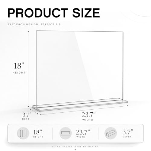 Clear Acrylic Sneeze Guard for Countertop, 24" x 18" x 3.7"