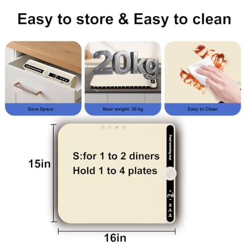 Small Warming Mat for Food 15"x16" - 9-Level Temp Control 120V - size: Beige-S 15*16in