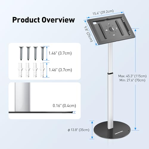 AboveTEK Tablet Floor Stand, Anti-Theft Kiosk Stand, Height Adjustable Tablet Stand Floor with Locking System, for 14.6" Samsung Galaxy Tab S8 Ultra, S9 Ultra, S10 Ultra, S11 Ultra, for Retail & POS - size: 14.6" Galaxy Tab