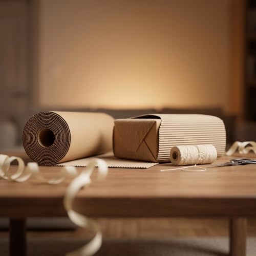 143.7 x 13.9 Inch Corrugated Cardboard Roll, Wider Corrugated Paper for Shipping, DIY Crafts, Gift Packaging