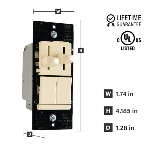 Legrand LS 300W Inc Dimmer Switch and 1.6A Fan Control Light Almond 1 Pack - color: Light Almond