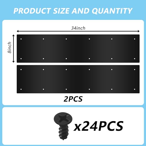 2pcs 34×8Inch Aluminum Door Kick Plates for Exterior Doors – Decorative Protection to Prevent Damage from Kicking – Stylish and Durable Door Kick Plate(Black) - color: 34"x8"-2pack-Black