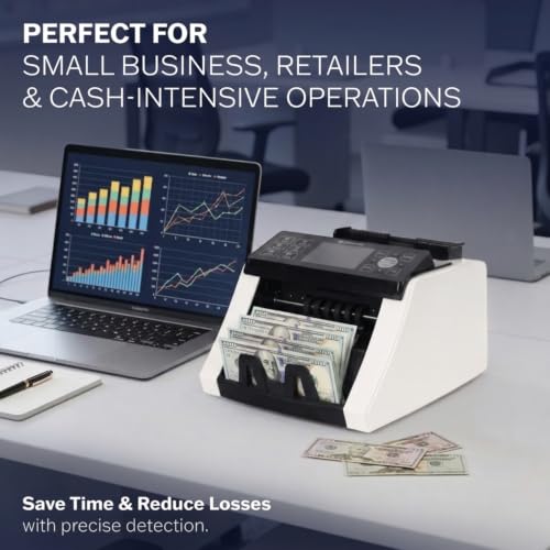 CARNATION Money Counter Machine – Cash Counting & Mixed Denomination Bill Counter, Portable Currency Detector, Counterfeit Bank Scanner, Dollar Sorter for Commercial, up to 1200 N/M, UV/MG/MT/IR/CIS - size: CN5