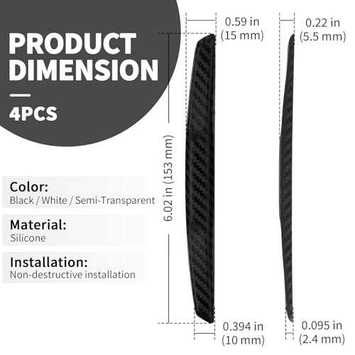 6 Inch 4Pcs 3D Carbon Fiber Texture Car Door Edge Protector Trim Strip Anti-Scratch and Anti-Collision Side Door Protectors Vehicle Exterior Accessories Sticker Black - color: Black