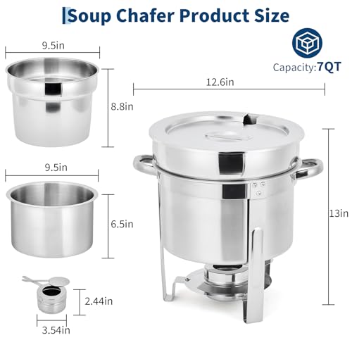 7 QT Commercial Soup Chafer 2 Pack, Stainless Steel