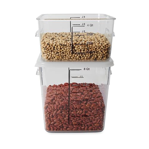 Rubbermaid Commercial Products Space Saving Square Food Storage Container 8 Quart Clear for Kitchen/Sous Vide/Meal Prep - size: 8 Qt., style: Container