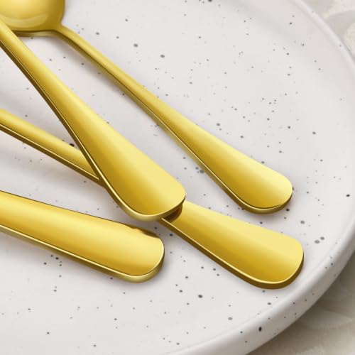 24-Piece Gold Silverware Set with Steak Knives Stainless Steel Flatware Set for 4 Food Grade Tableware Cutlery Set Rust-proof, Mirror Polished, Dishwasher Safe - size: 24Pcs-C