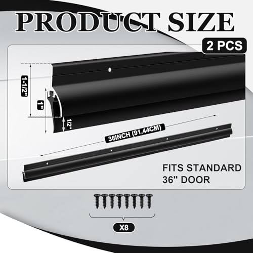 Hicarer 2 Pcs 2" x 36" Door Bottom Sweep with Rain Drip for Door, Black - color: Black, size: 0.5625" W X 2" H X 36" L