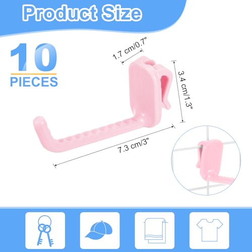 uxcell 10 Grid Wall Hooks, 3 Inch Grid Wall Panel Plastic Utility Hook, Shelf Hooks for Garage Store Warehouse Shop Home Hanging, Pink - color: Pink