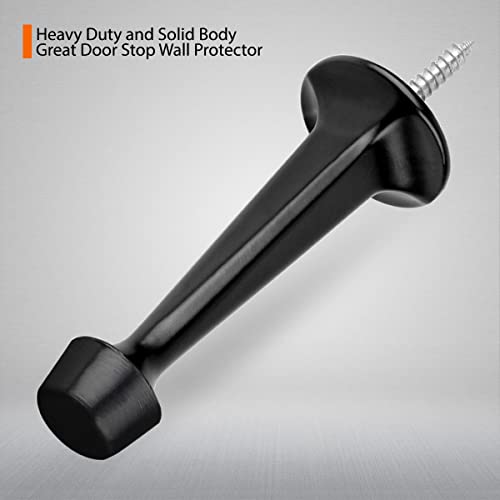 6 Pack Solid Rigid Door Stops - Heavy Duty Door Stoppers Wall Protector with Soft Rubber Tips, Black - color: Black, size: 6 Pack