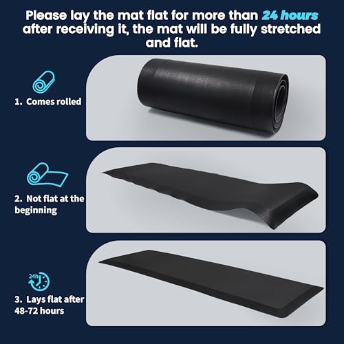 FEATOL 0.9" Anti Fatigue Mat for Industrial & Standing Mat & Home Kitchen - color: Yellow Border, size: 70"L x 24"W x 0.9"Th
