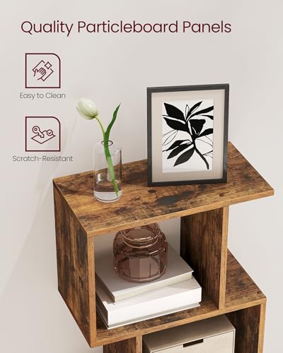 VASAGLE 5-Tier Bookcase, Open Storage, 15.7 x 9.4 x 62.8 Inches - color: Rustic Brown, style: 5-Tier (15.7"W)