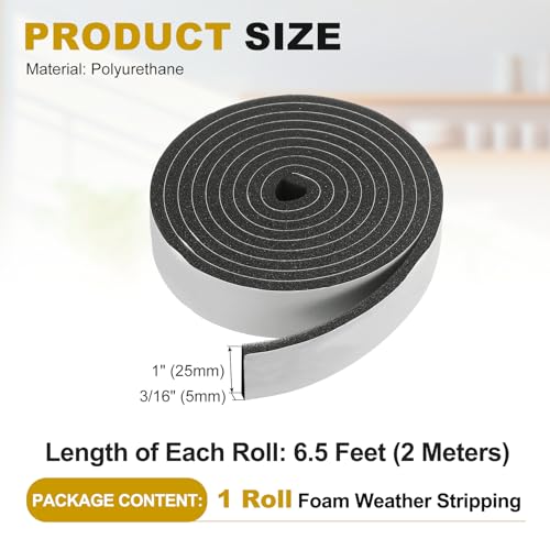 uxcell Weather Stripping Door Seal, 1" x 3/16" (1 Roll, 6.5Ft) - size: 1" x 3/16" (6.5 Ft)