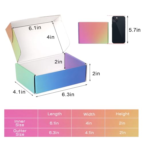 6x4x2 Shipping Boxes Small, 45 Pack Rainbow Corrugated Cardboard Mailer Boxes for Small Business, Mailing, Packaging - color: Rainbow, size: 6x4x2"-45 Pack