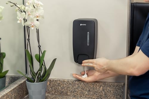 San Jamar Timeless Manual Foam Soap Dispenser, White, Universal Bulk Soap Compatible, Wall Mount, with Viewing Window