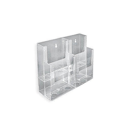 Azar Displays 252812 8.5" W x 3.75" D x 7" H 4-Pocket Tri-Fold Brochure Counter Display (2 Pack) - size: 2 Tier 4 Pocket