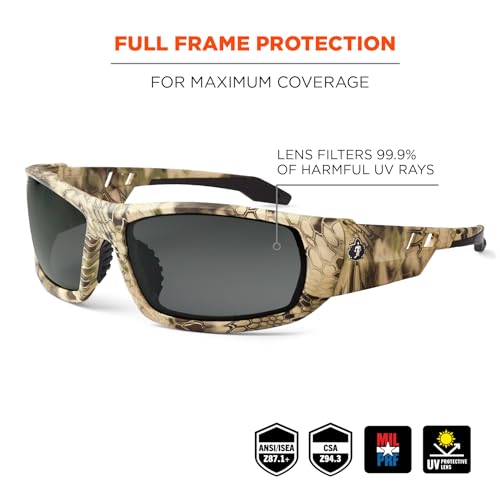 Ergodyne Skullerz Odin Polarized Safety Sunglasses - color: Kryptek Highlander Frame, Polarized Smoke Lens