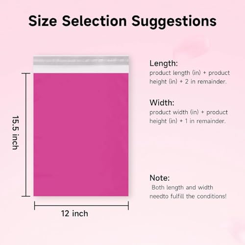 Poly Mailers Shipping Bags with Strong Adhesive, Waterproof Mailing Bags for Clothing, T-Shirts, and Small Business Shipping - color: Pink, size: 12x15.5 10pcs