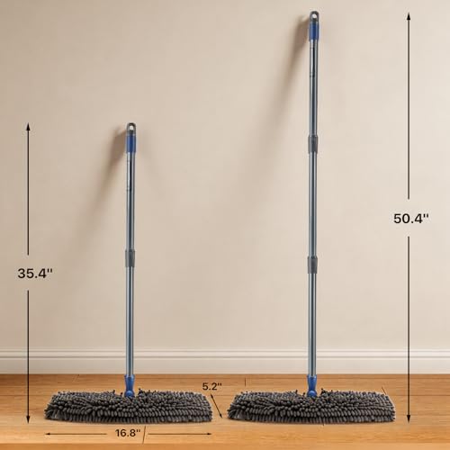 Masthome 2-Sided Microfiber Mop,Flip Flat Mop with Hair Scraper - color: Blue Professional